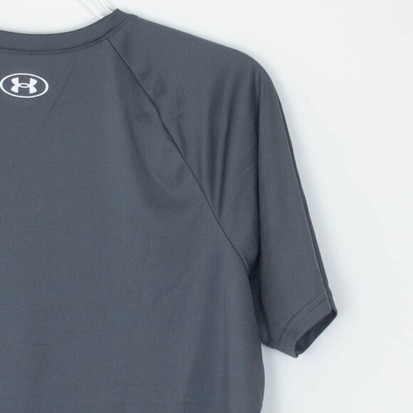 Under Armour Boys Heat Gear Short Sleeve Shirt Size Youth XL Gray Sports Logo - Picture 6 of 7